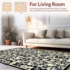 Elegant Black Floral Pattern Rug