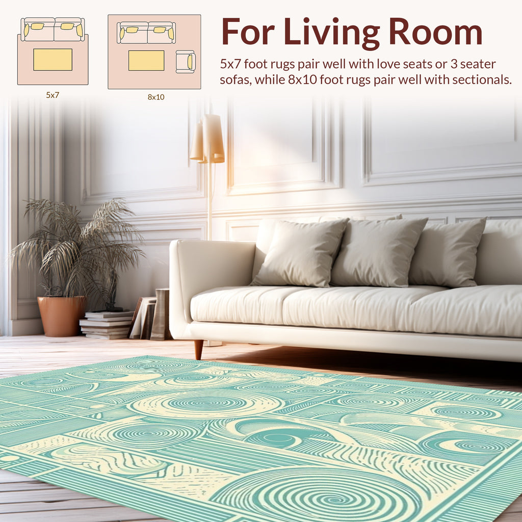Stylized Swirl Geometric Abstract Design Rug