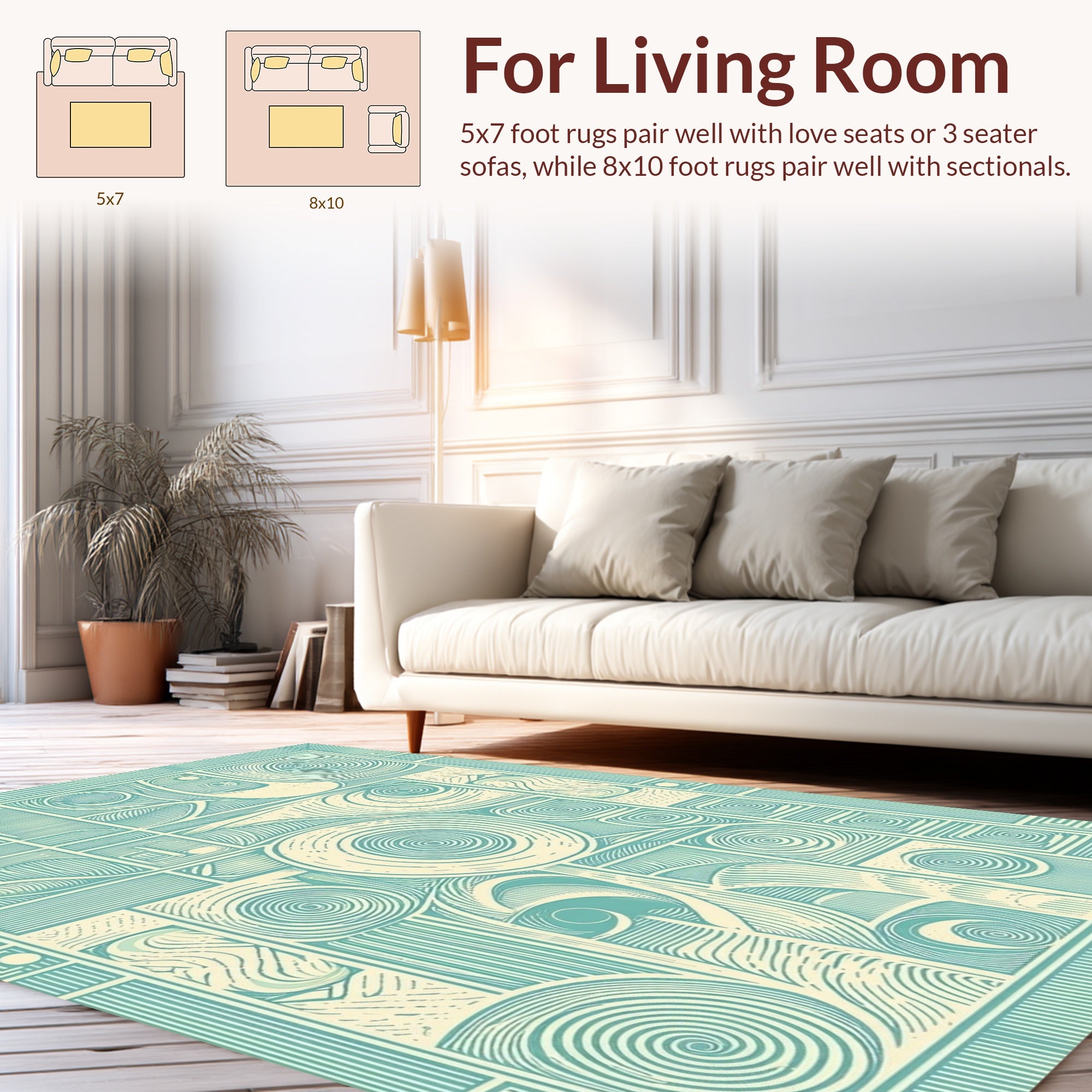 Stylized Swirl Geometric Abstract Design Rug