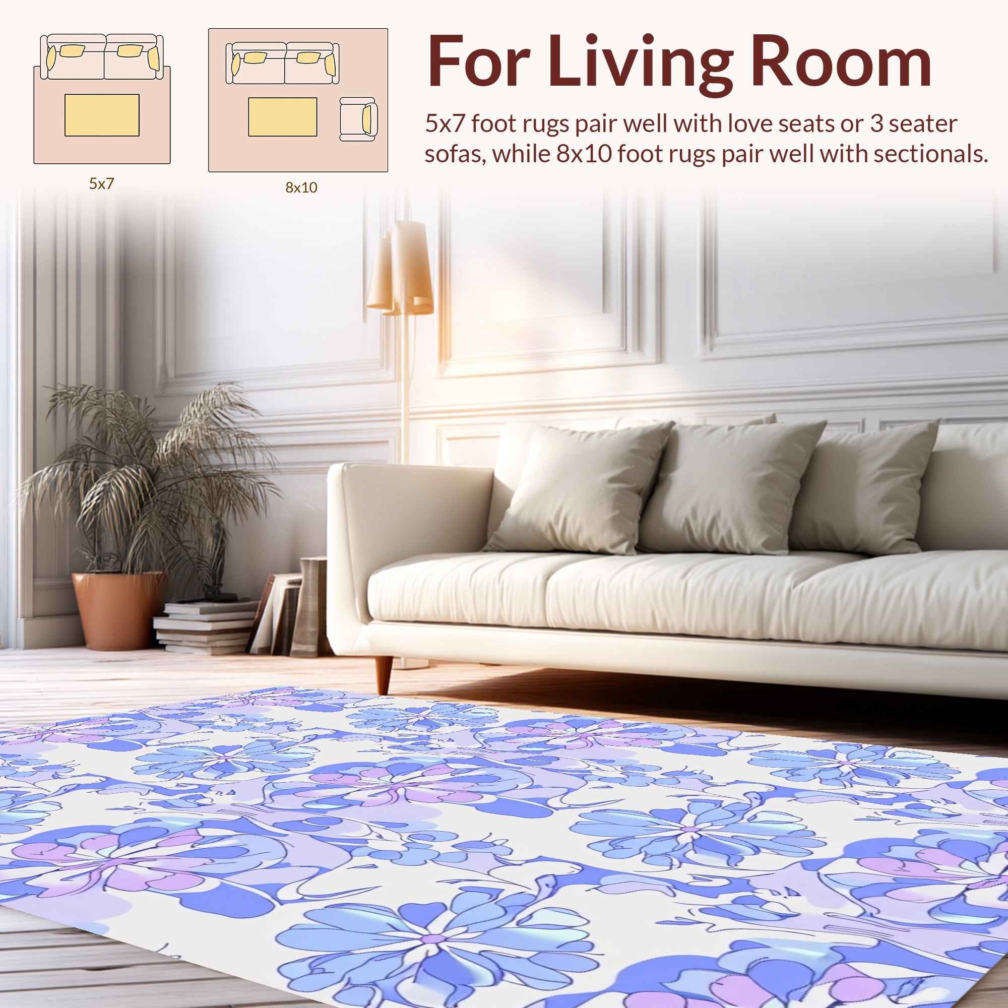 Pastel Floral Abstract Pattern Design Rug
