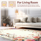 Romantic Floral Vine with Hearts Pattern Rug