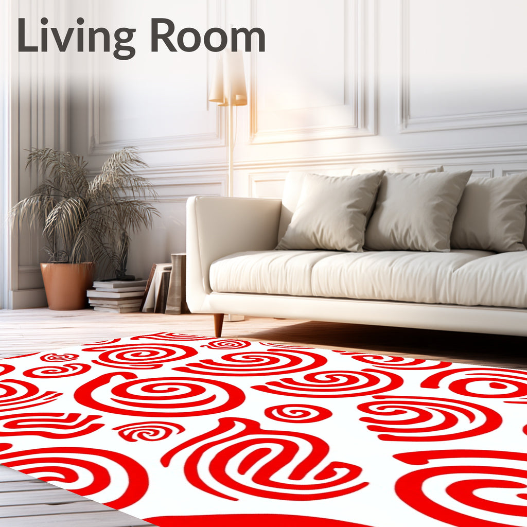 Red Swirls And Spirals Rug