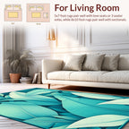 Tropical Leaf Patterned Teal Rug