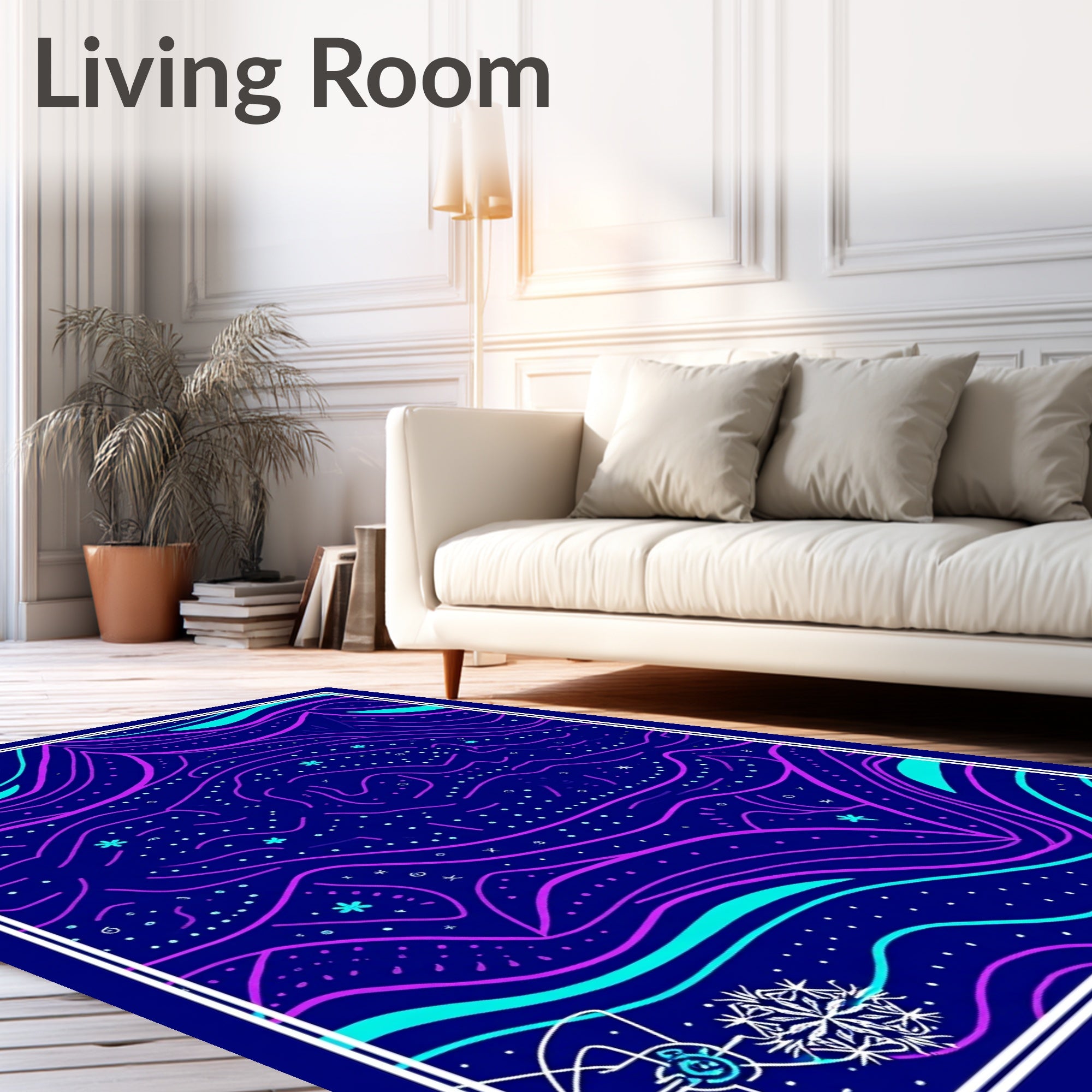 Cosmic Galaxy Swirls and Stars Rug