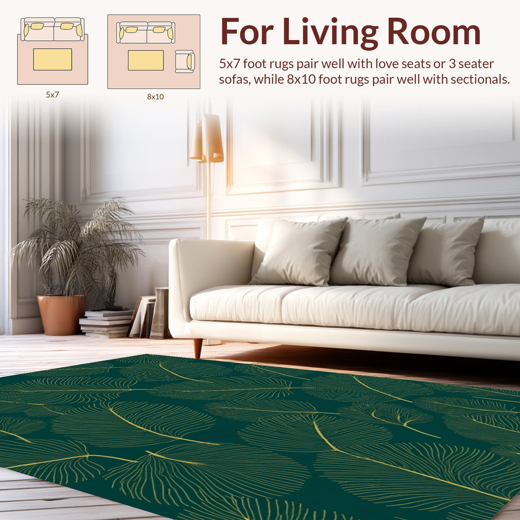Elegant Gold Leaf Patterned Rug