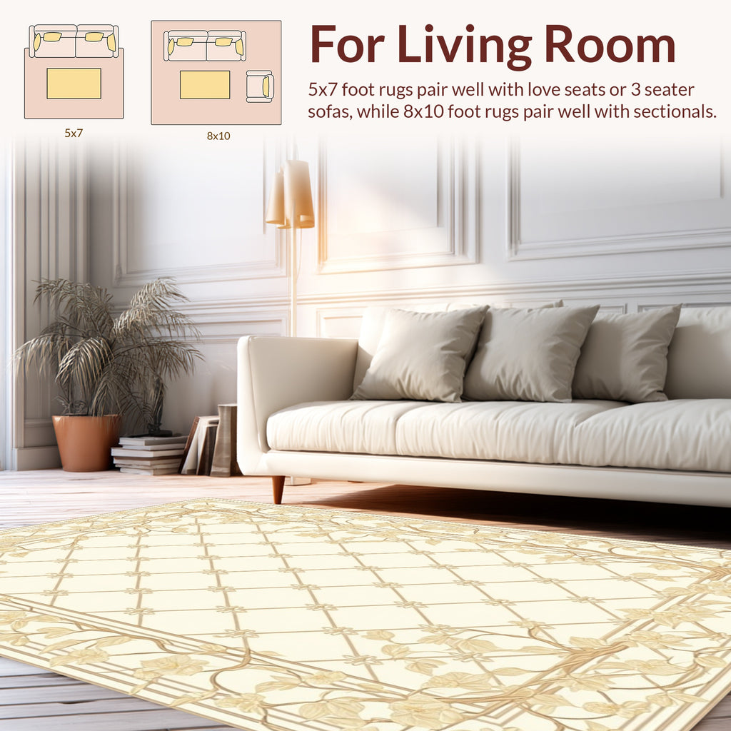 Vintage Floral Vine Lattice Rug