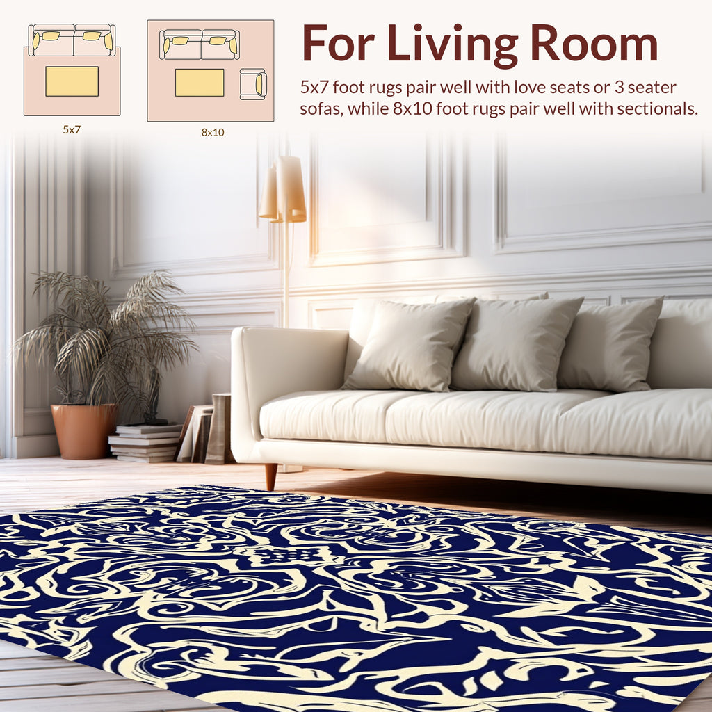 Damask Scroll Ornate Pattern Design Rug
