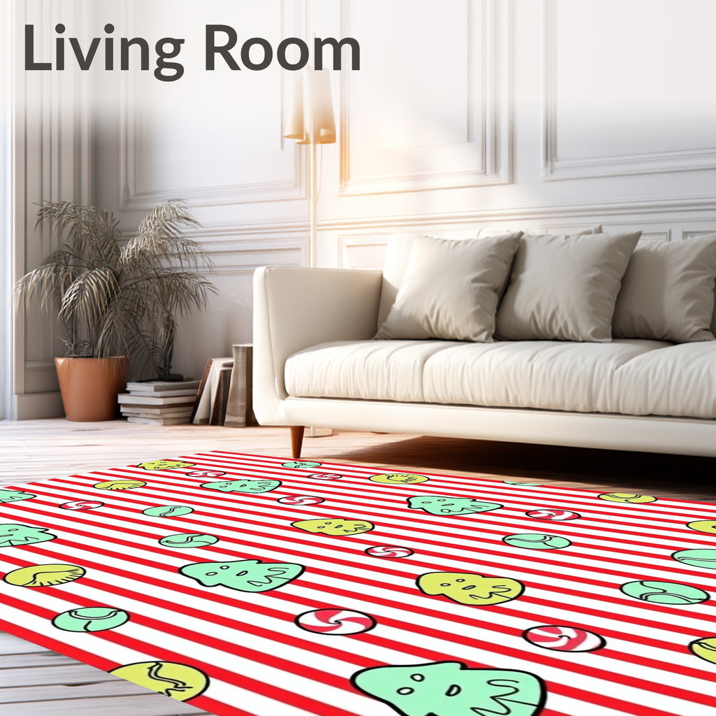Red Striped Holiday Treat Scatter Rug