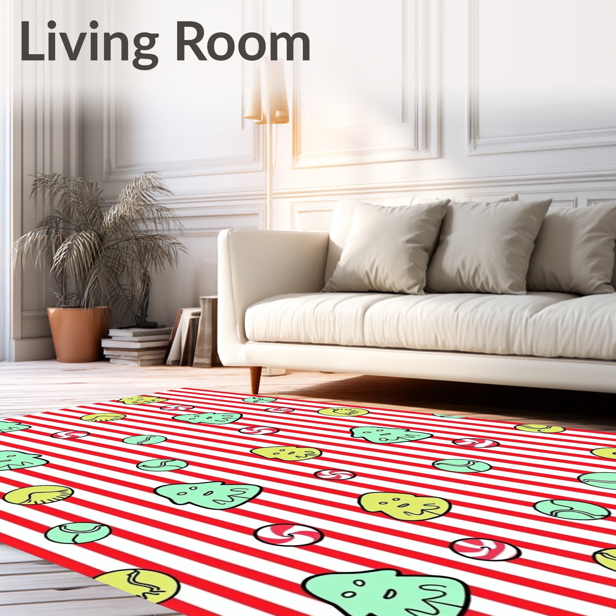 Red Striped Holiday Treat Scatter Rug