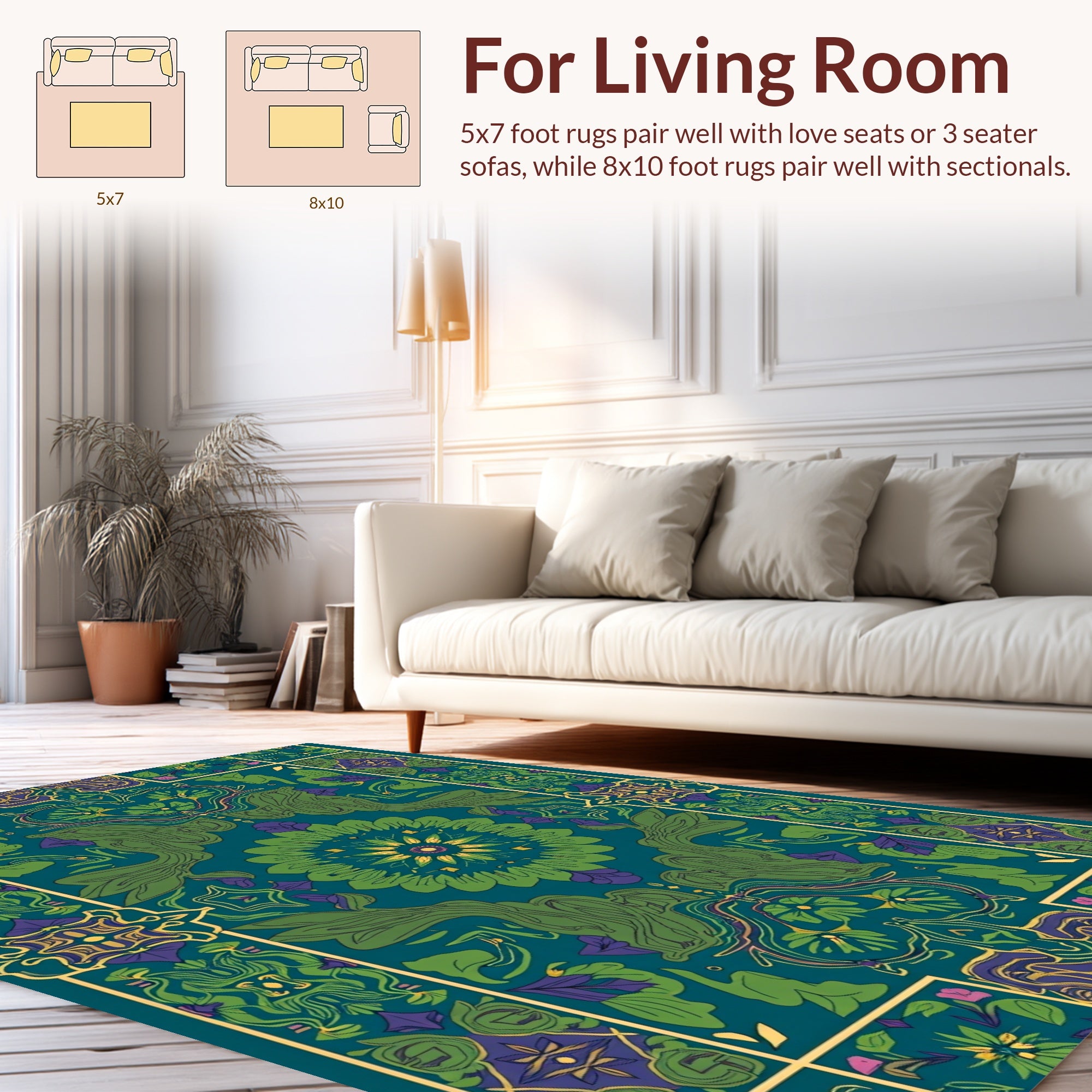 Art Nouveau Floral Mandala Design Rug