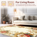 Ornate Floral Scrollwork Cream Rug
