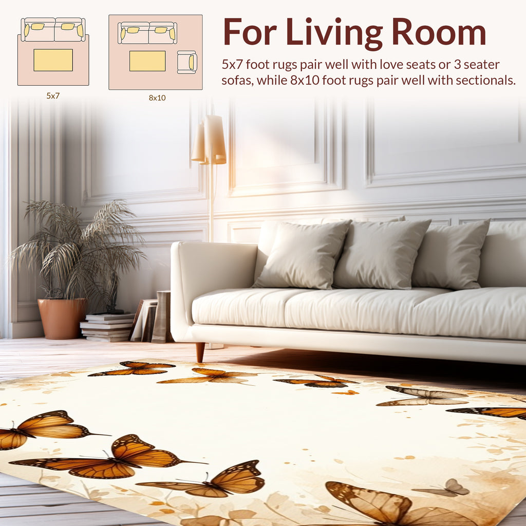 Monarch Butterfly Watercolor Art Rug