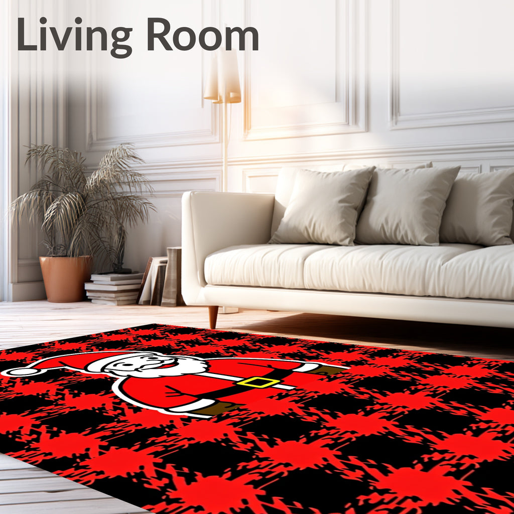 Classic Red Black Plaid Santa Rug