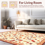 Terracotta Floral Vines Pattern Rug