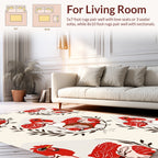 Fowl Floral Artistry in Red Rug