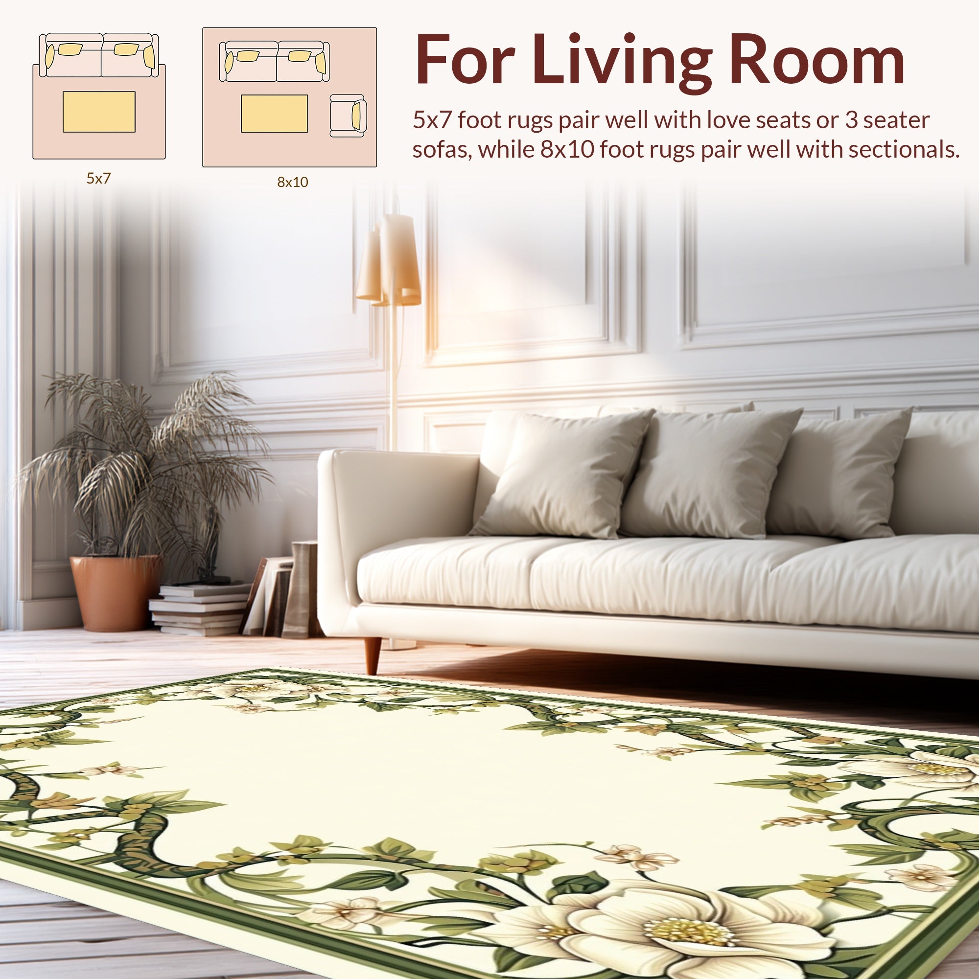 Ornate Floral Scroll Frame Design Rug