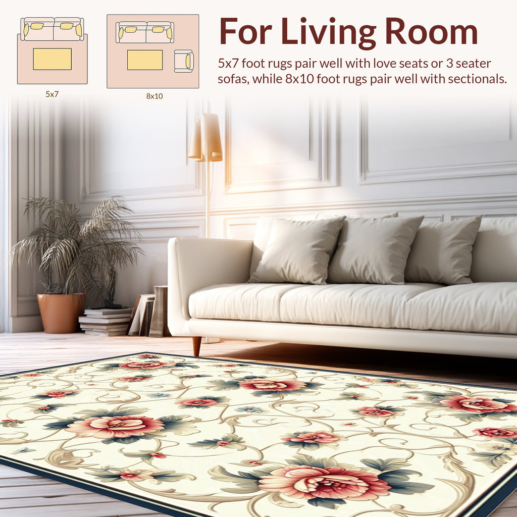 Ornate Floral Vines Patterned Rug