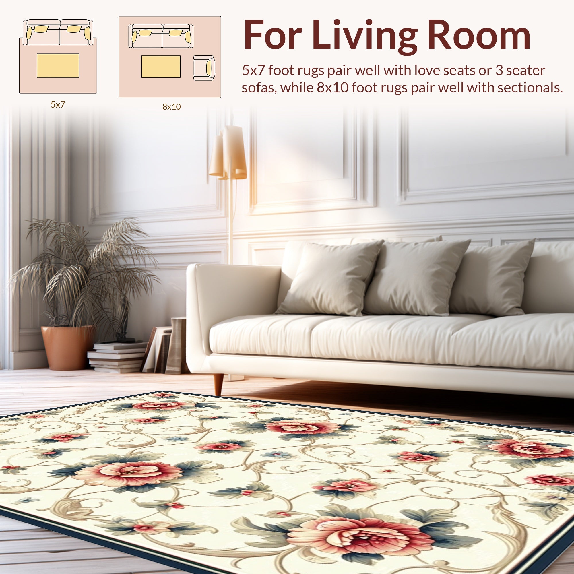 Ornate Floral Vines Patterned Rug
