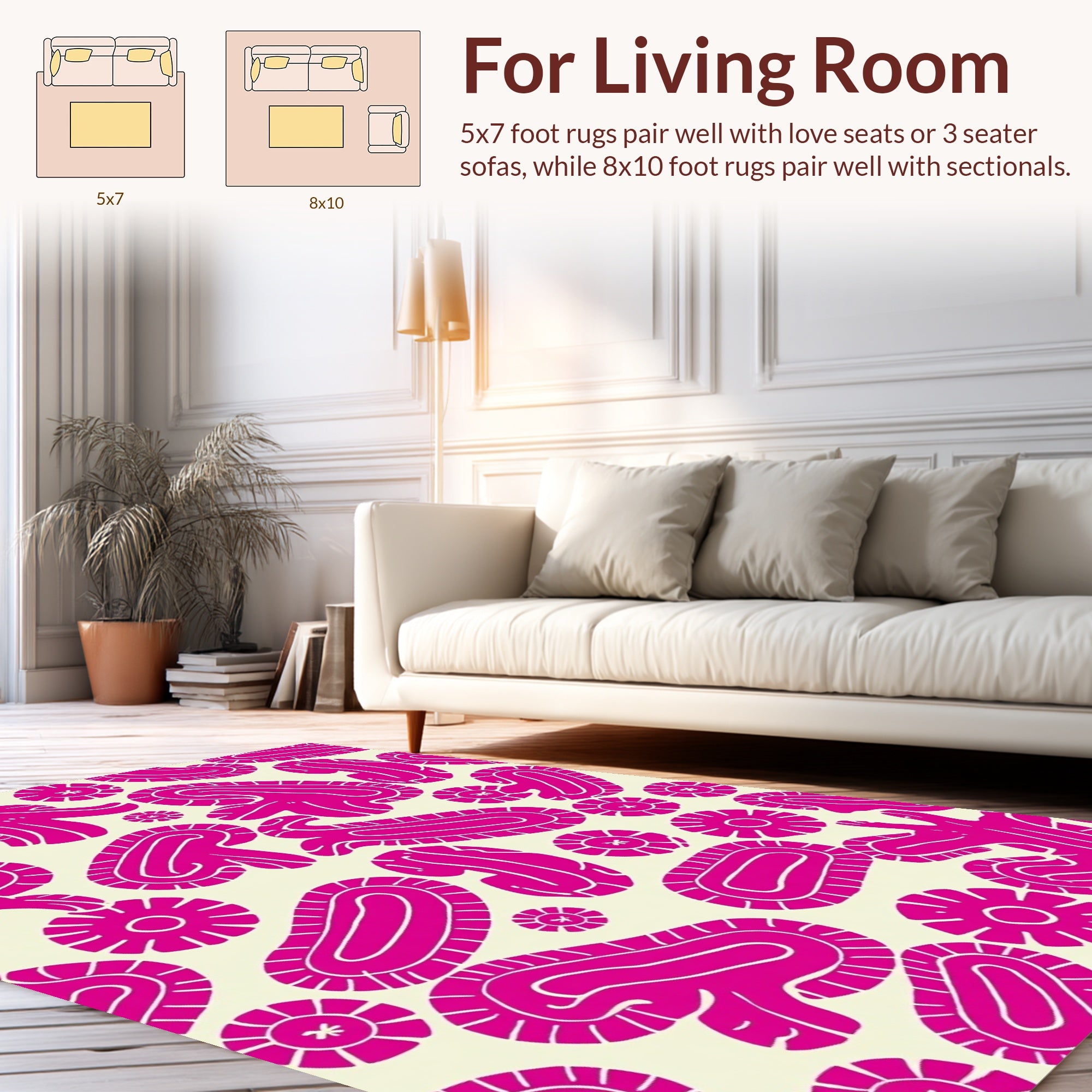 Whimsical Organic Pink Pattern Rug