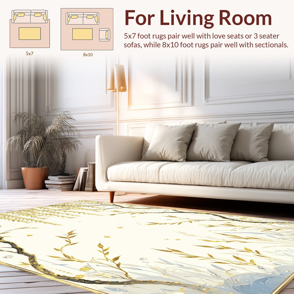 Golden Willow Branch Botanical Design Rug