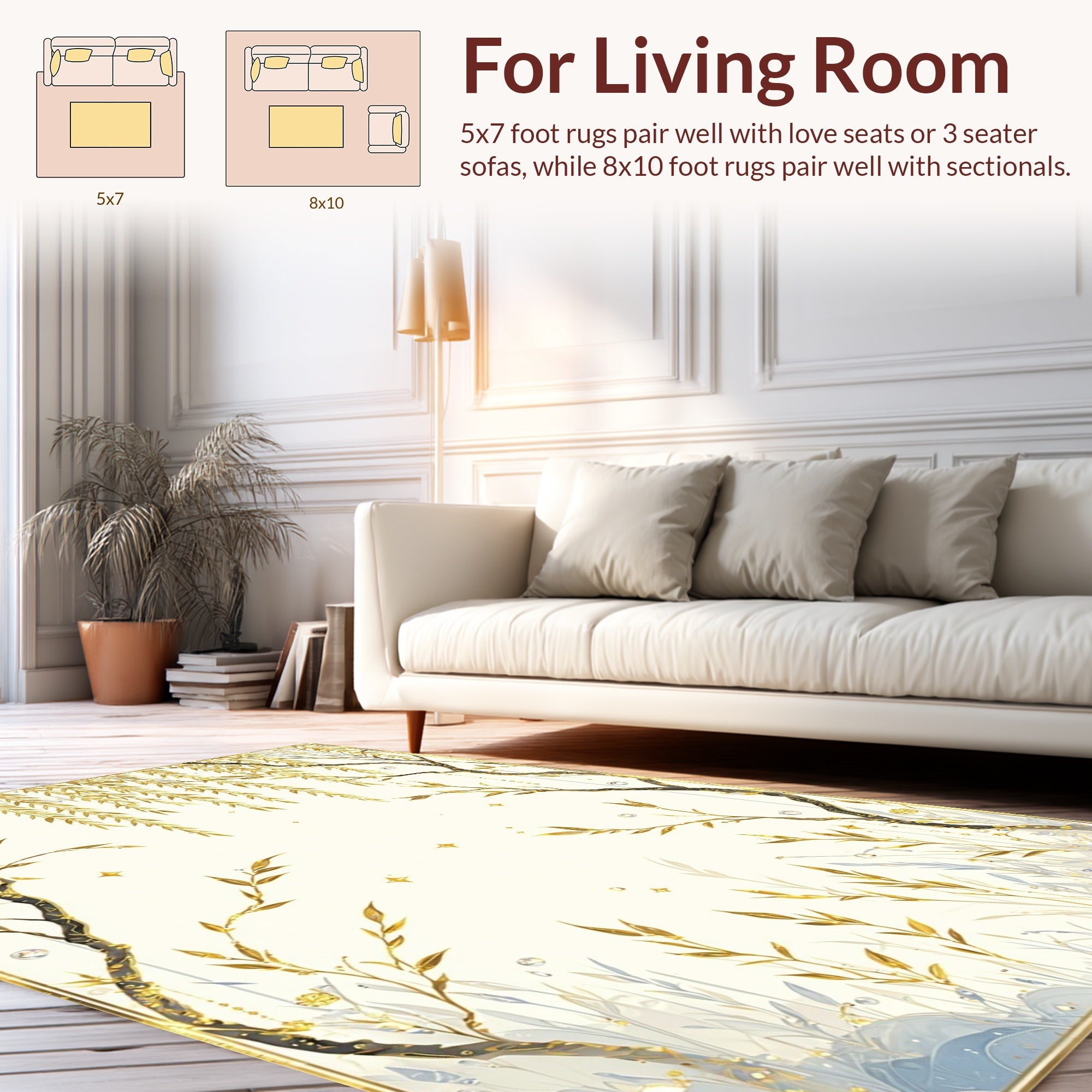 Golden Willow Branch Botanical Design Rug