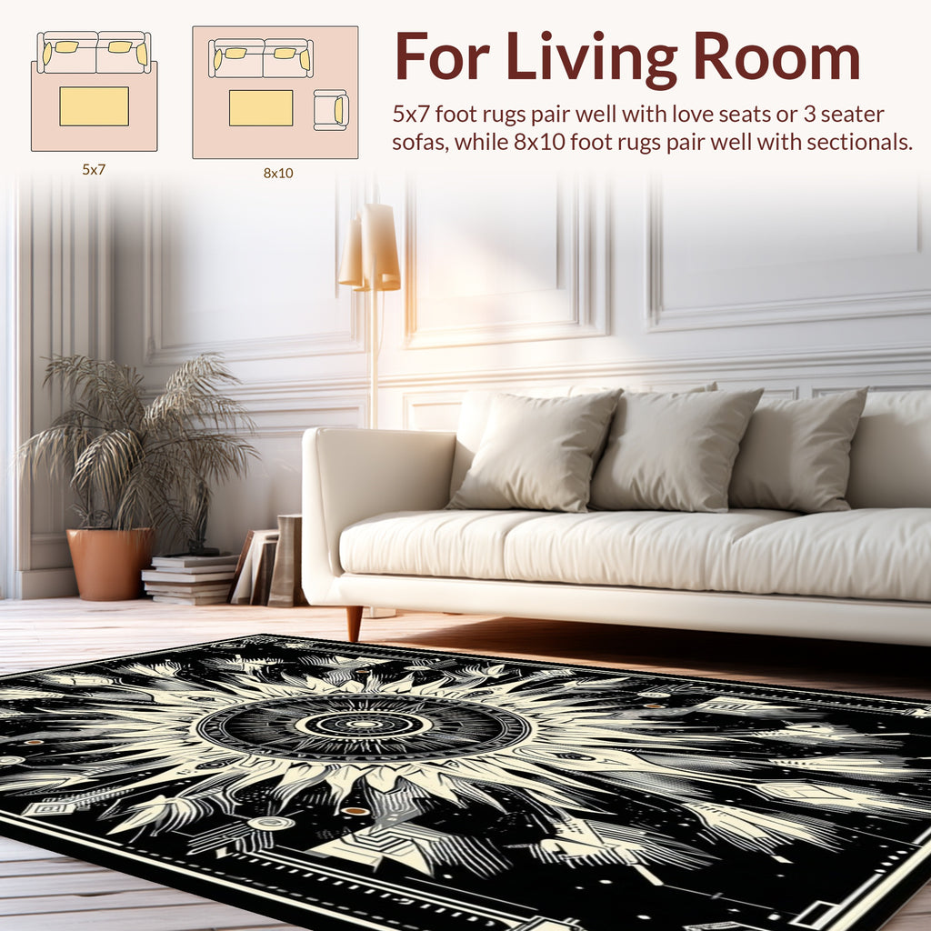 Abstract Sunburst Geometric Pattern Rug