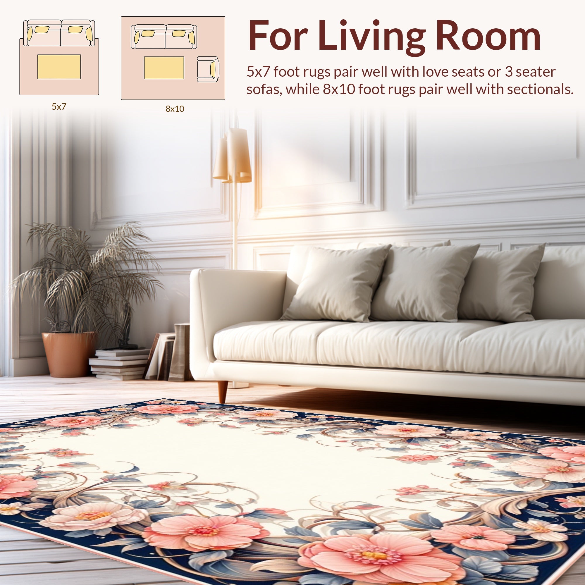 Romantic Floral Vine Pattern Rug