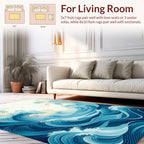Dynamic Blue Ocean Wave Motion Art Rug