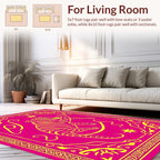 Bold Pink Yellow Tiger Pattern Rug