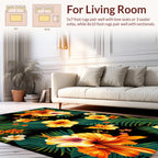 Tropical Hibiscus Floral Pattern Rug
