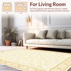 Elegant Cream Golden Scroll Pattern Rug