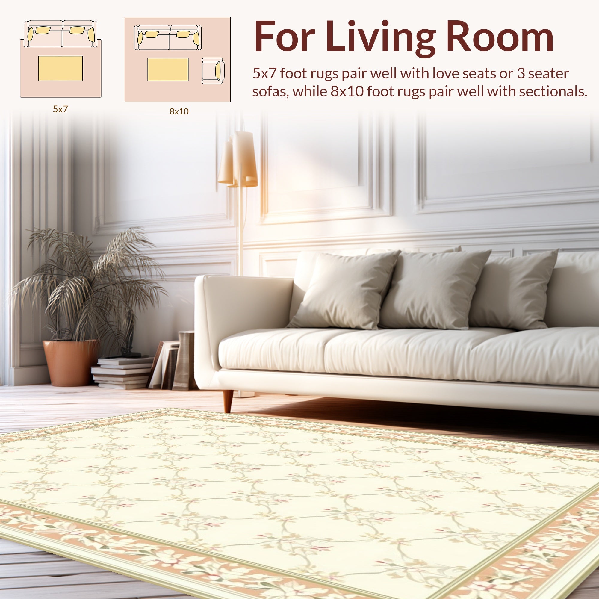 Delicate Floral Lattice Border Rug