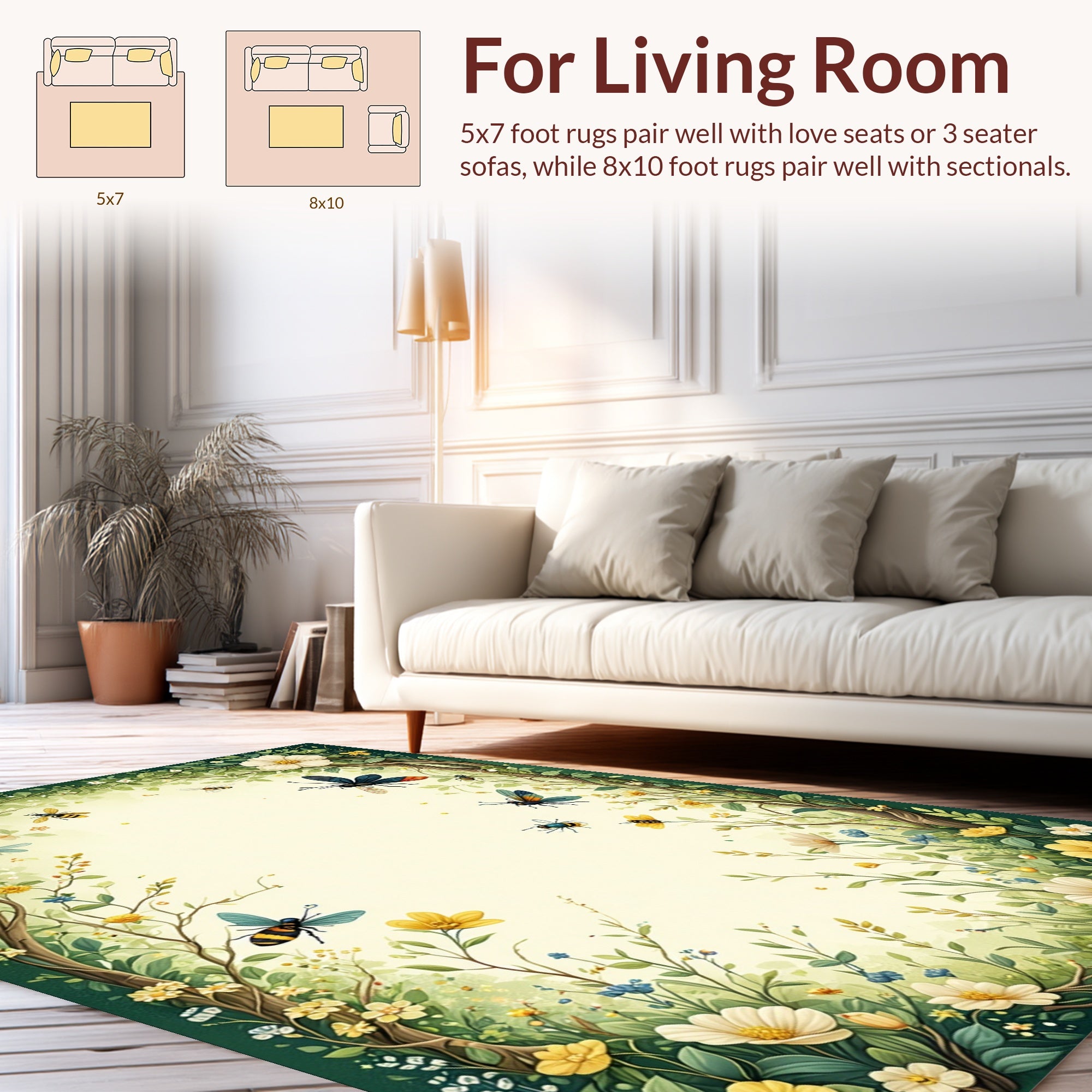 Whimsical Garden Life Fantasy Design Rug