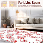 Stylized Red Floral Vine Pattern Rug