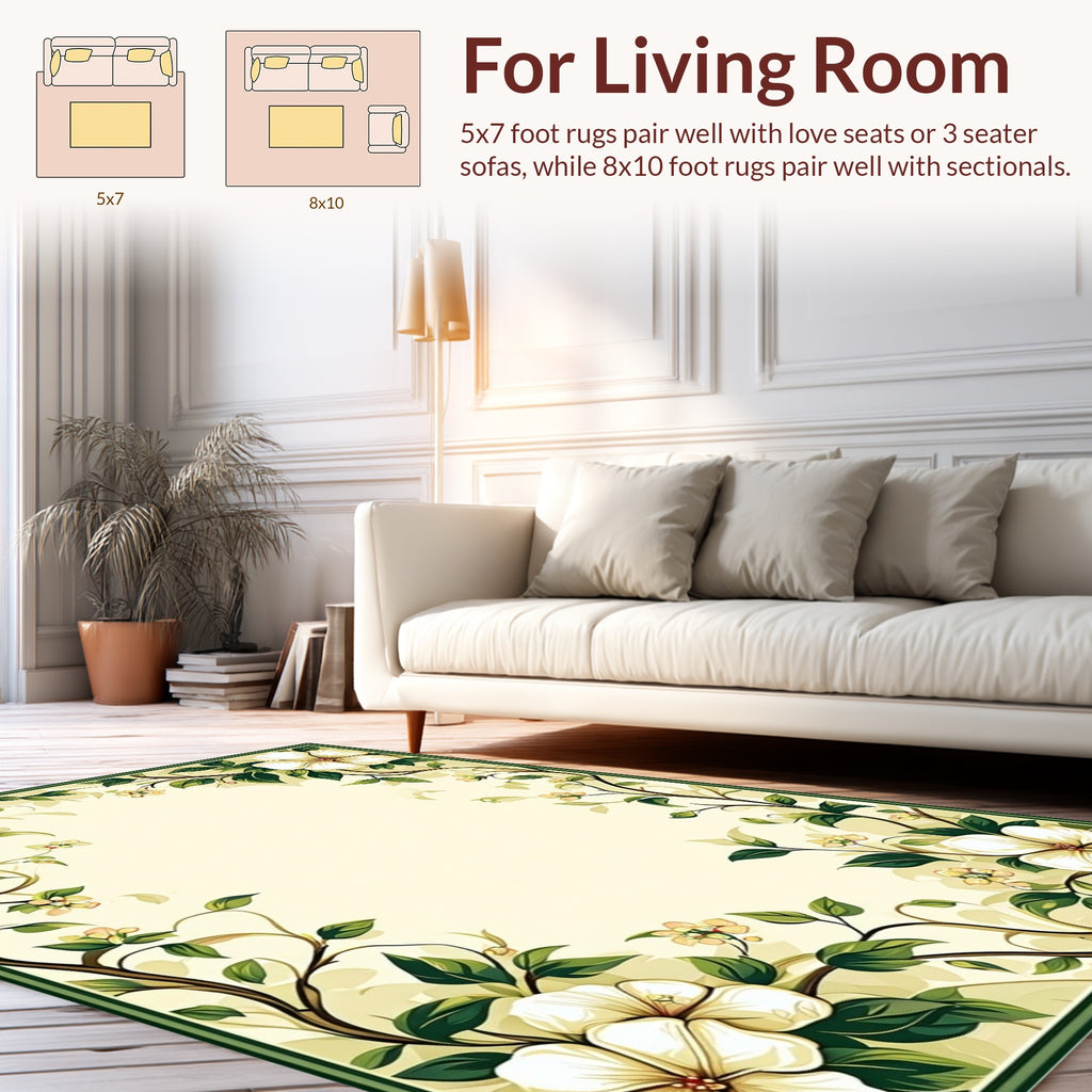 Vining Ivory Floral Garden Design Rug