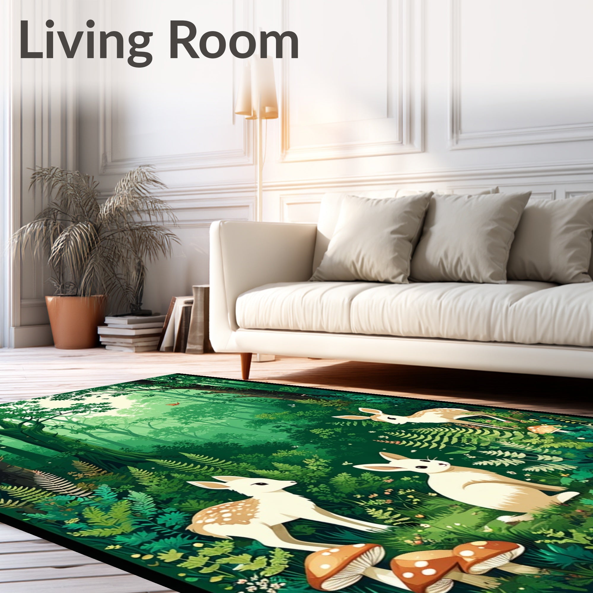 Enchanted Forest Wildlife Scene Rug