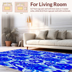 Ornate Blue Baroque Style Pattern Rug