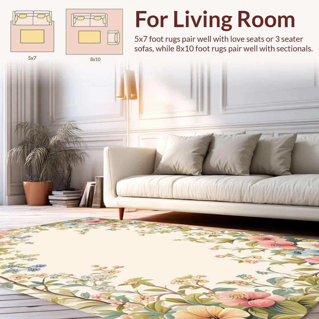 Vintage Floral Branch Pattern Rug