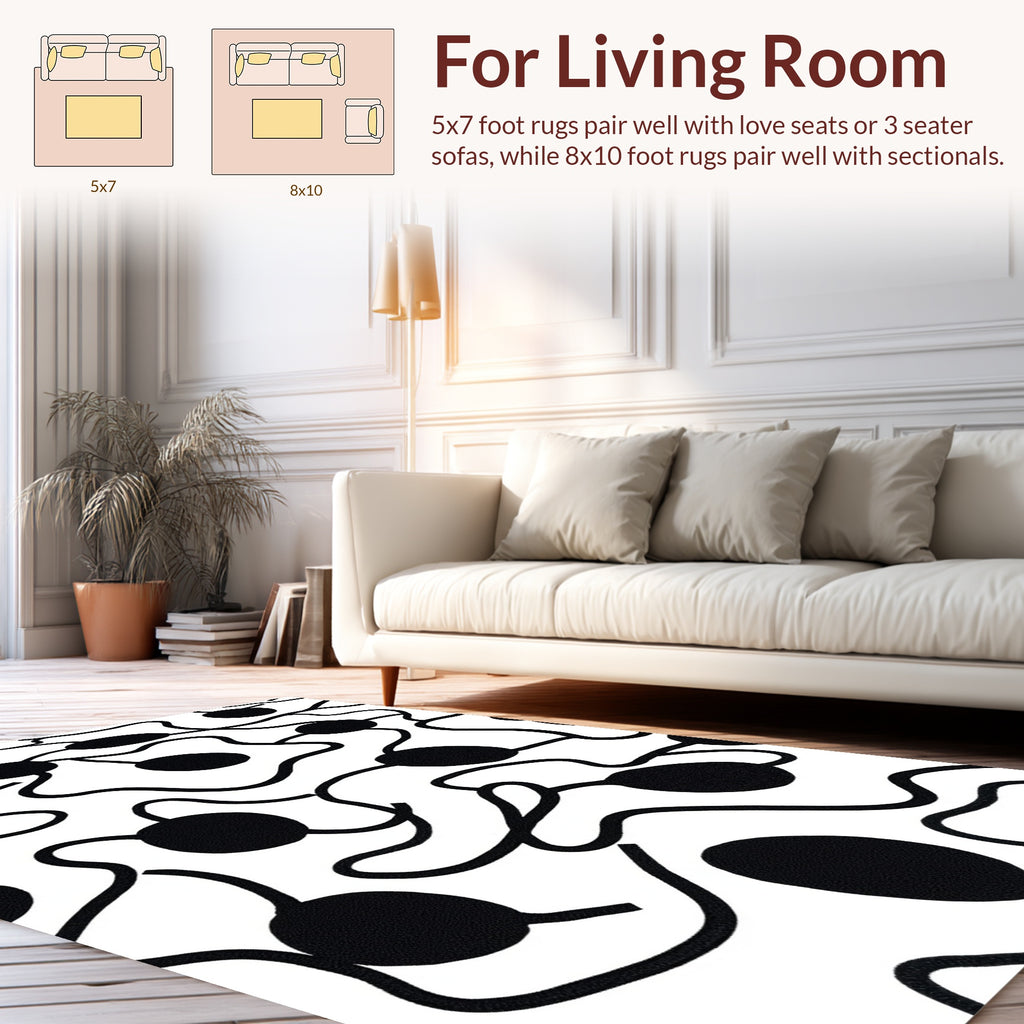 Minimalist Black White Abstract Pattern Rug