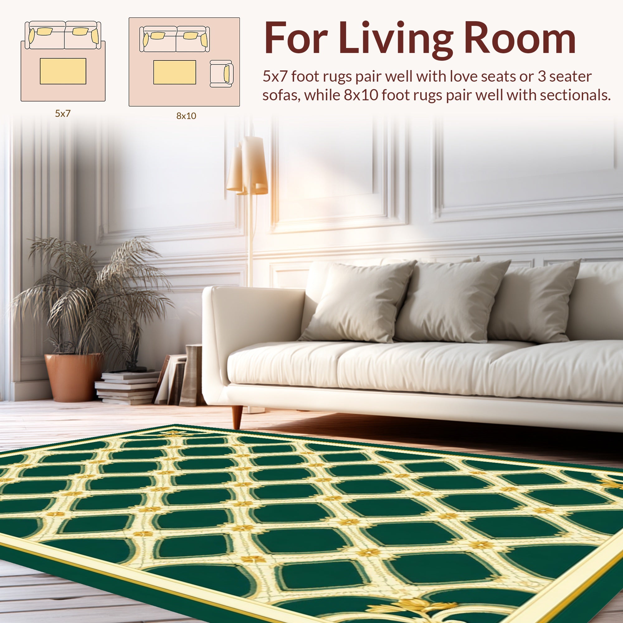 Classic Lattice Floral Pattern Rug