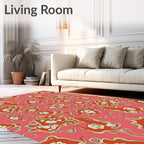 Crimson Coral Floral Medallion Rug