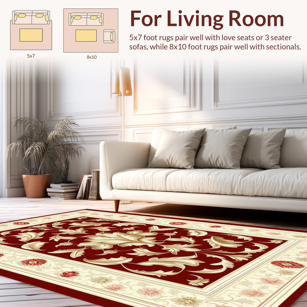 Ornate Floral Medallion Red Rug