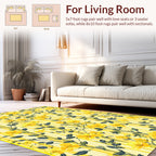 Yellow Floral Vines On Striped Background Rug