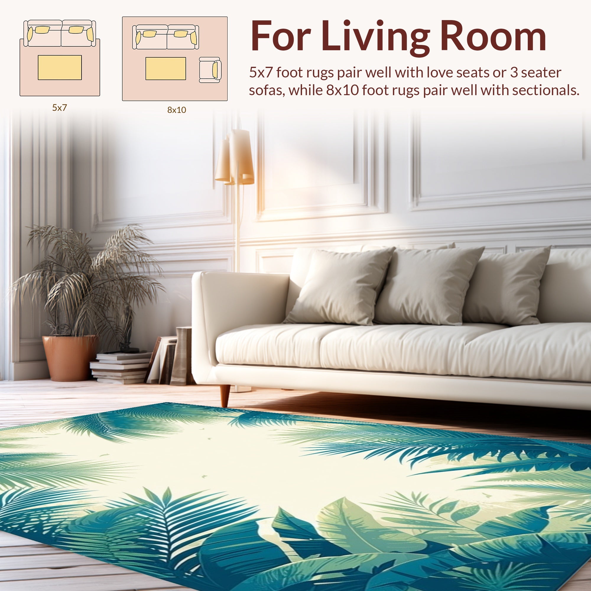 Tropical Palm Leaf Vintage Design Rug