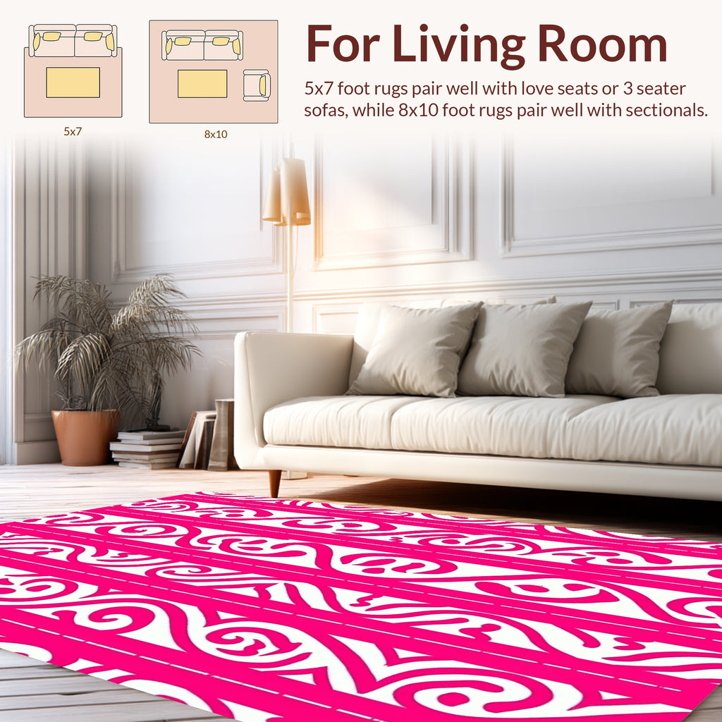 Hot Pink Abstract Swirl Pattern Rug