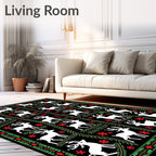 White Stag Red Floral Border Rug