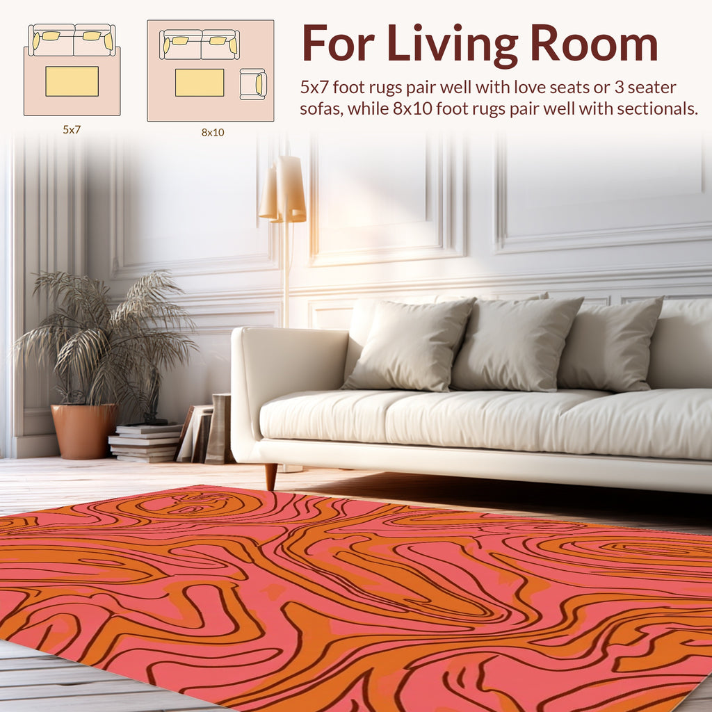Groovy Swirl Pink Orange Abstract Rug