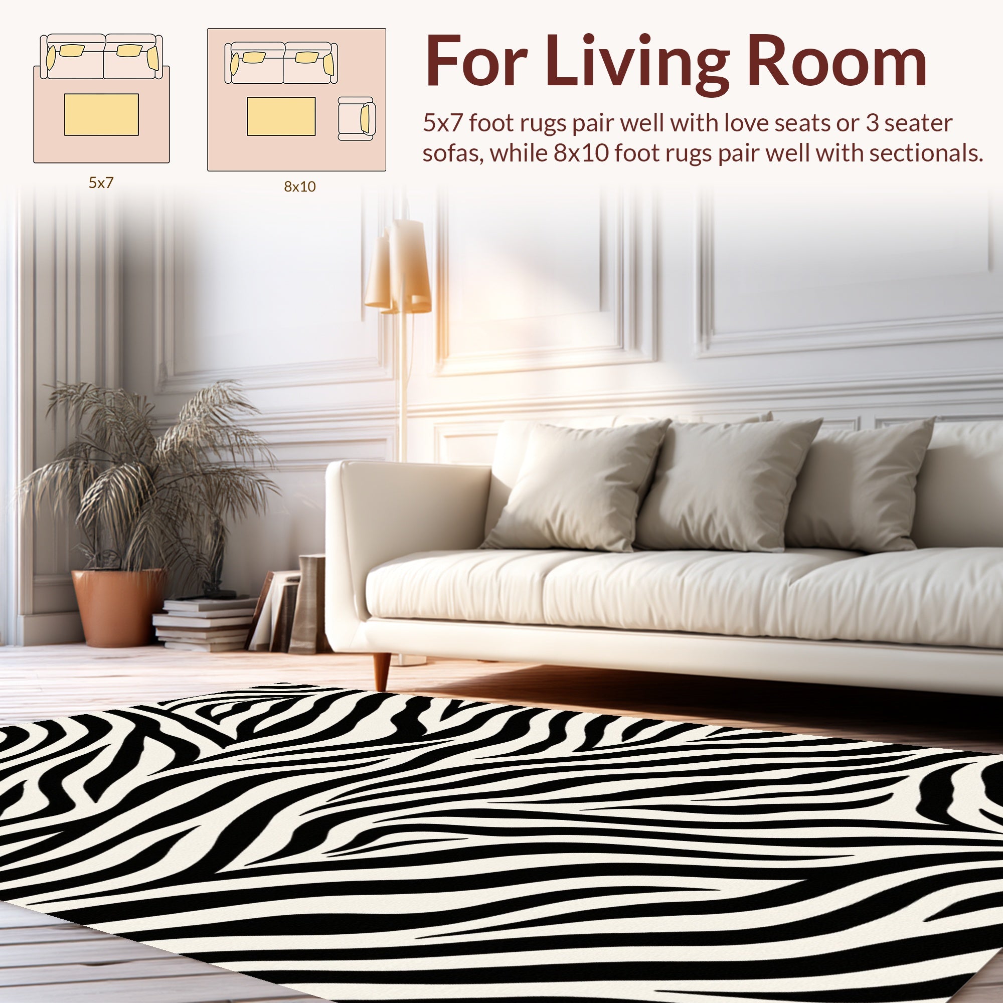 Bold Black White Animal Print Rug