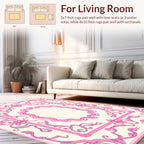 Ornate Pink Filigree Swirls Design Rug