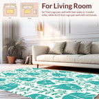 Whimsical Teal Bird Branch Pattern Rug